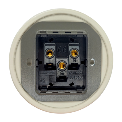 Power Socket Plug Porcelain UK 3 Prong Loft Retro Electrical Flush Mounted Vintage Cottage White Ceramic
