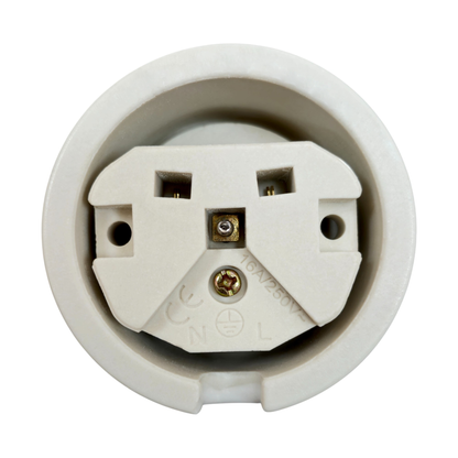 Triple Power French Socket Porcelain Surface Mounted Loft Retro Electrical 3 Socket Vintage Cottage Ceramic White