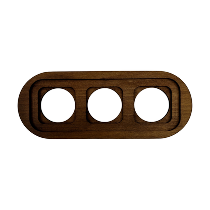 dark wood triple frame, flush-mount, back