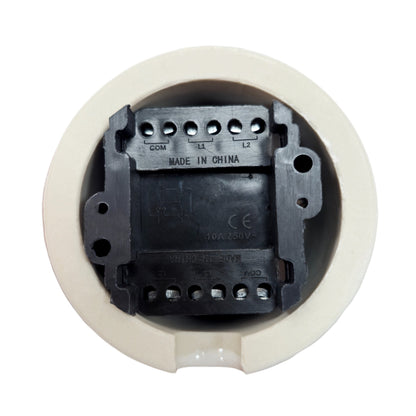 white porcelain intermediate rotary light switch, surface-mount, back