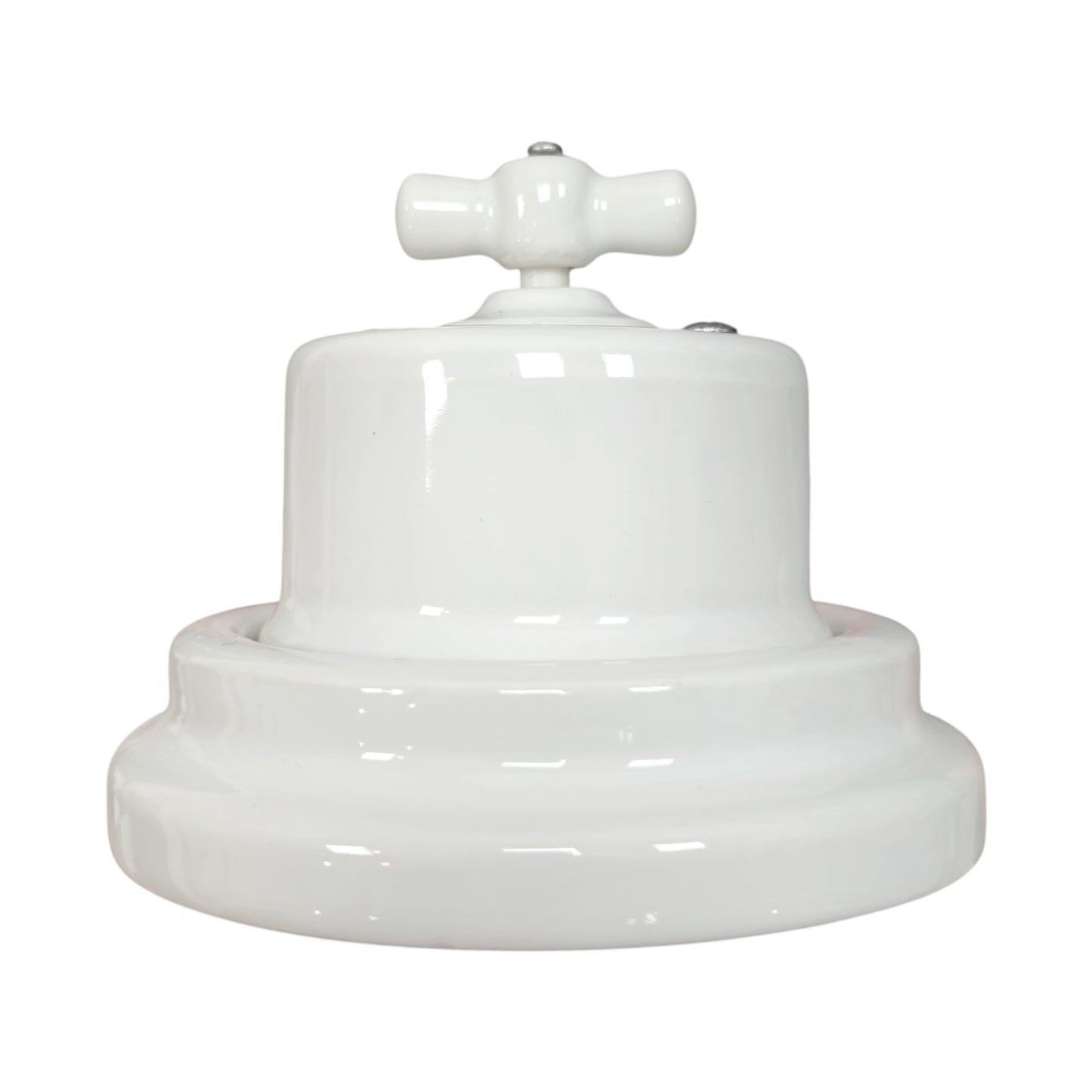 white porcelain 1gang2way rotary light switch, surface-mount, side