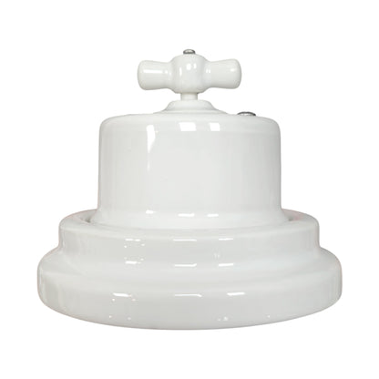 white porcelain 1gang2way rotary light switch, surface-mount, side