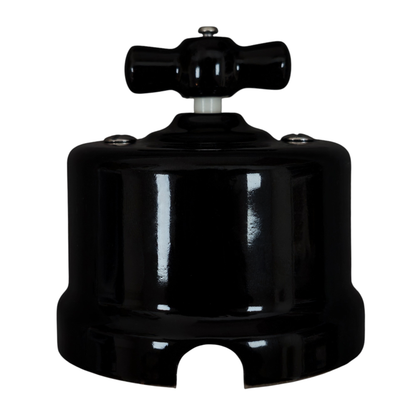 black porcelain double1way rotary switch insert, surface-mount, side