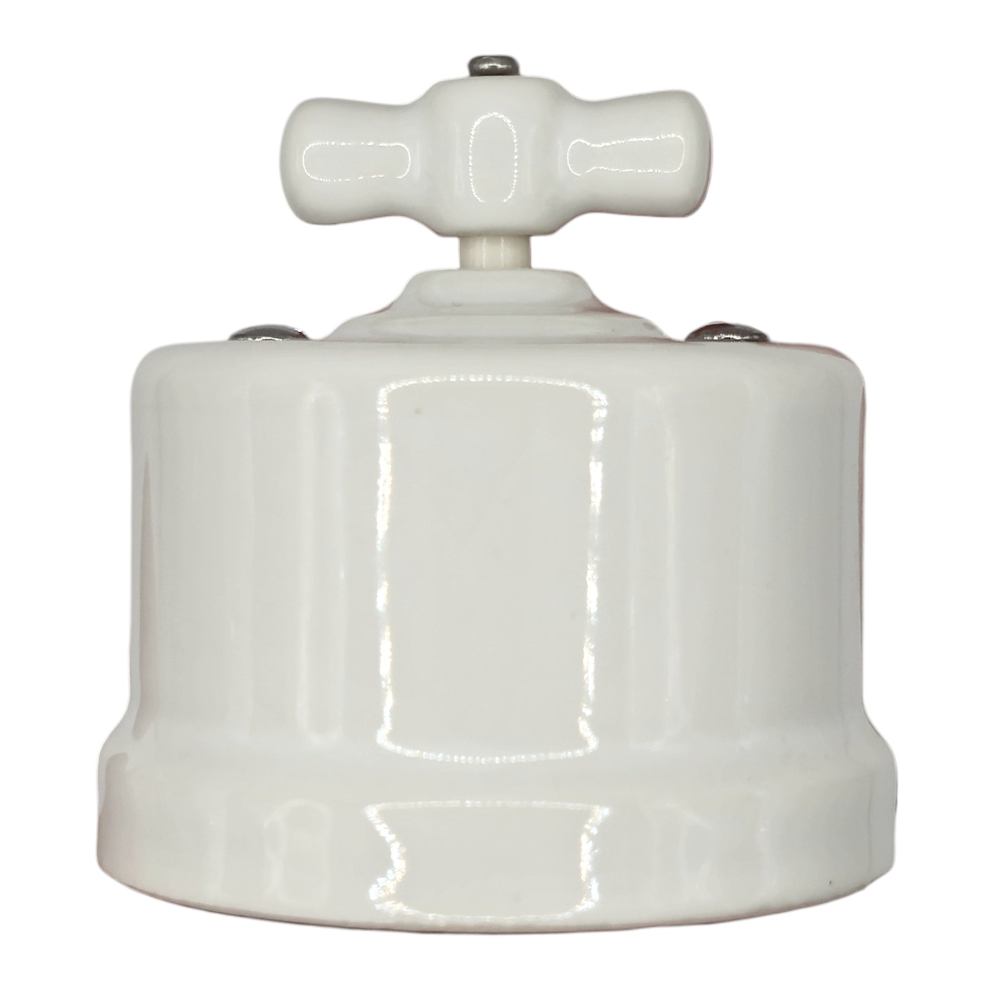 white porcelain intermediate rotary switch insert, surface-mount, side