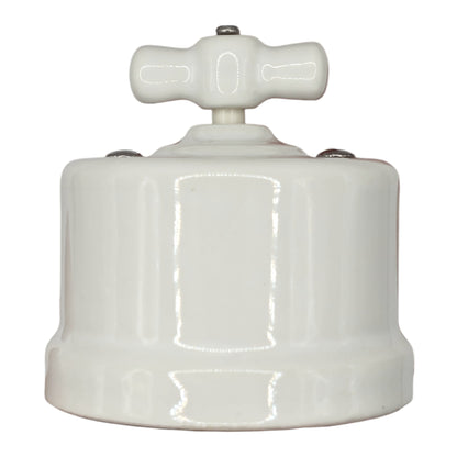 white porcelain intermediate rotary switch insert, surface-mount, side