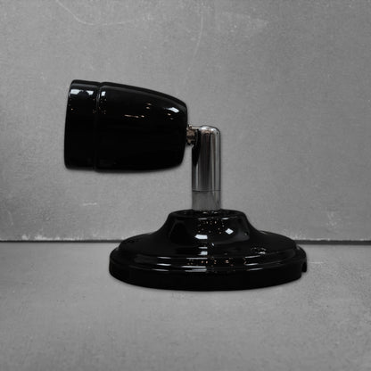 black porcelain adjustable E27 lamp holder, wall mount, side