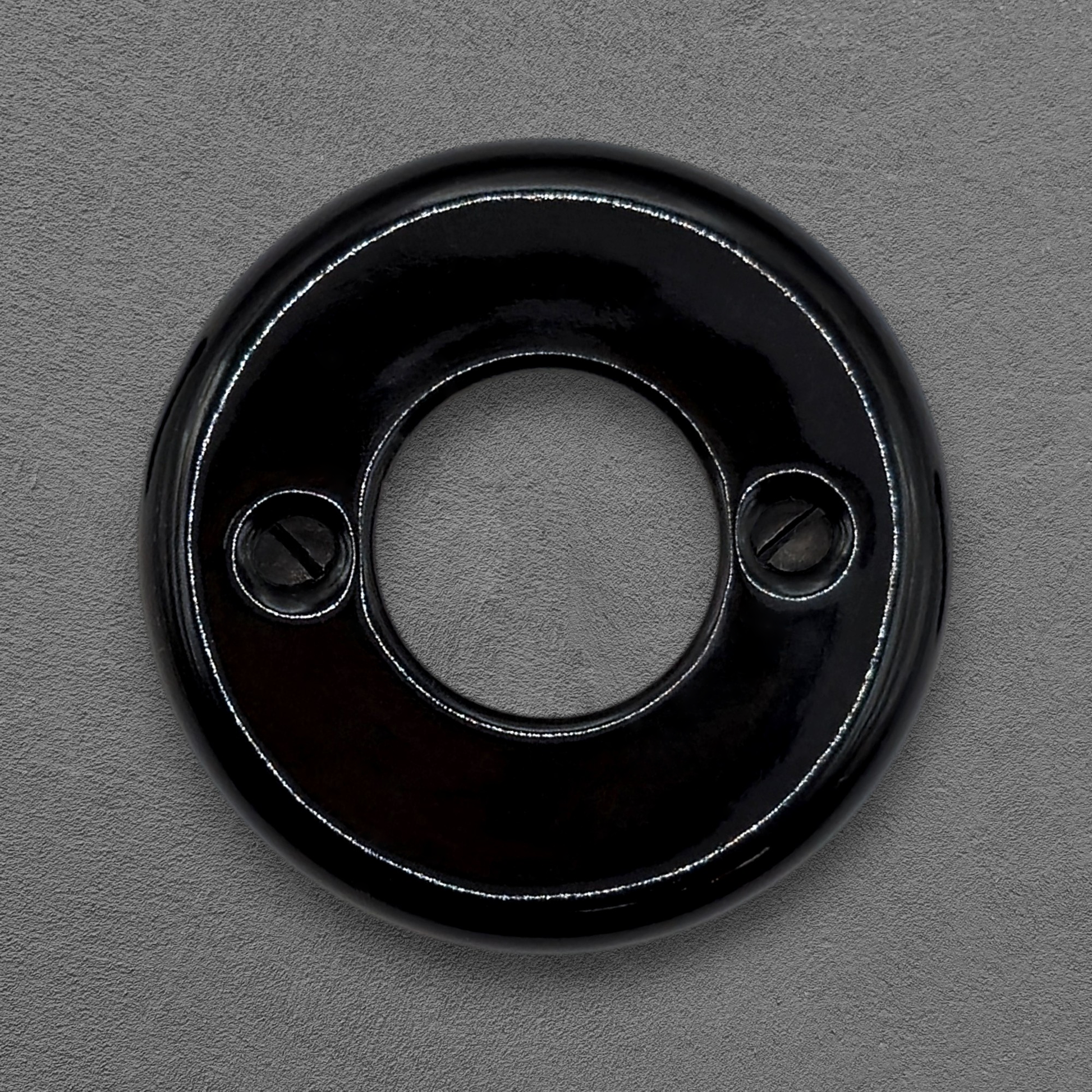 black porcelain dimmer switch cover, flush-mount, front