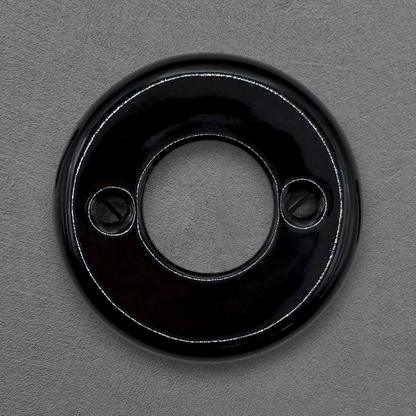 black porcelain dimmer switch cover, flush-mount, front