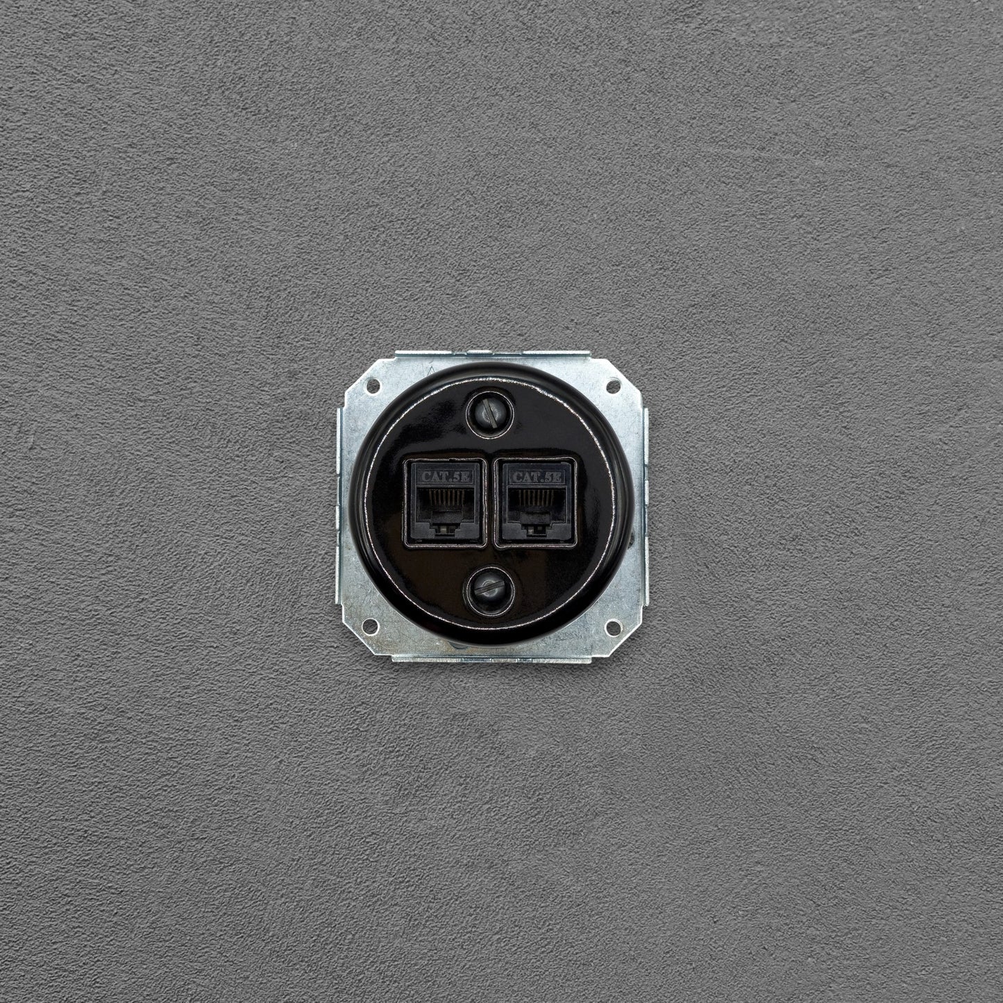 Porcelain Loft Retro Connection Inner Part Electrical Network Socket RJ45 Flush-Mounting Vintage Cottage Ceramic Black