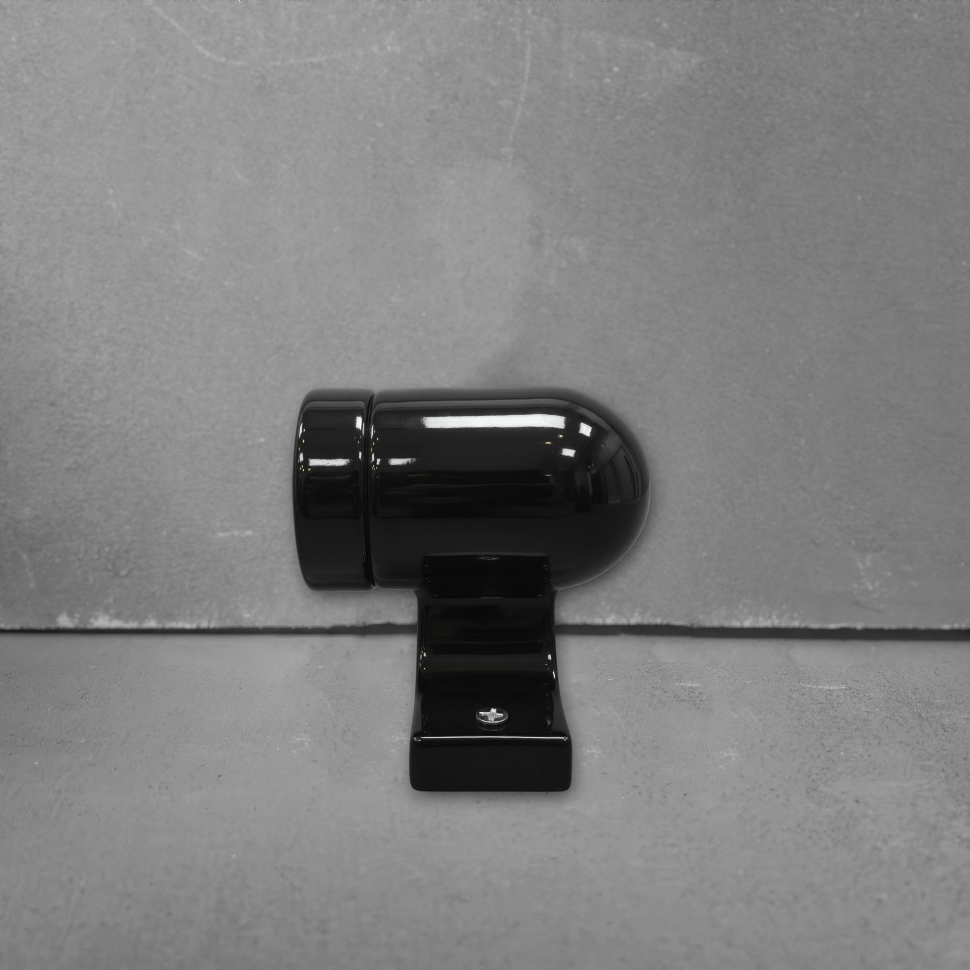 black porcelain wall mount E27 lamp holder, side