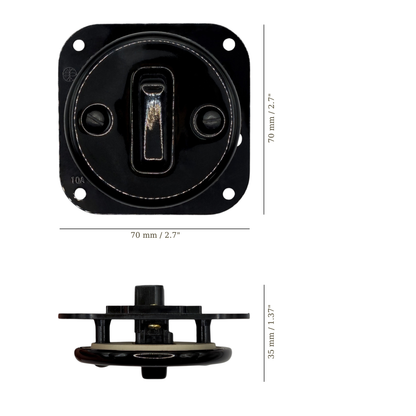 Light Switch Porcelain Loft Retro 1-gang Connection Inner Part Two-way Flush-Mounting Vintage Cottage Ceramic Black