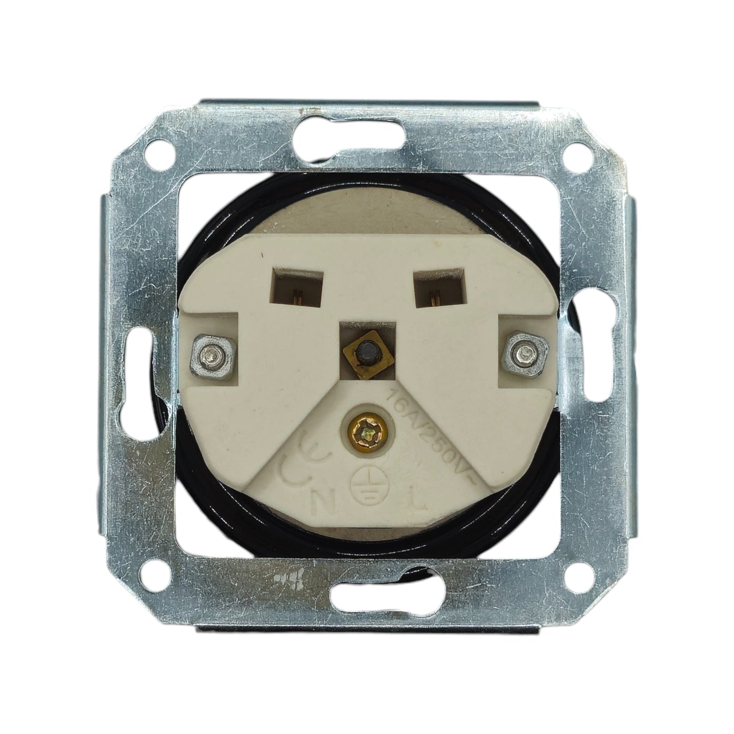 Power Socket Insert Porcelain Loft Retro Electrical French Flush-Mounting Vintage Cottage Ceramic Black