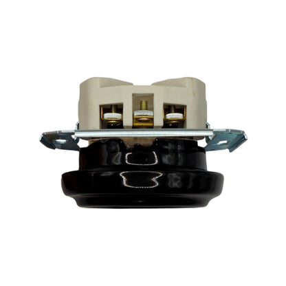 Power Socket Insert Porcelain Loft Retro Electrical French Flush-Mounting Vintage Cottage Ceramic Black