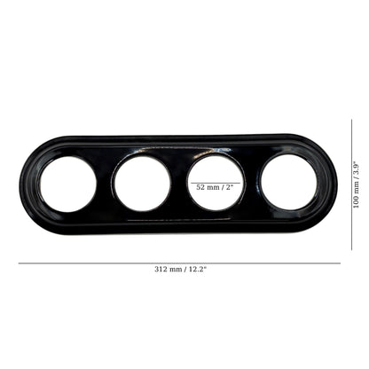 black porcelain quadruple frame, flush-mount, measurements