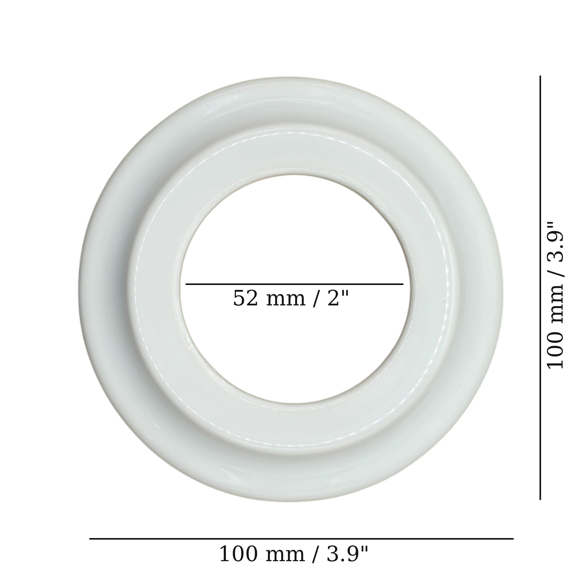 white porcelain single frame, flush-mount, measurements