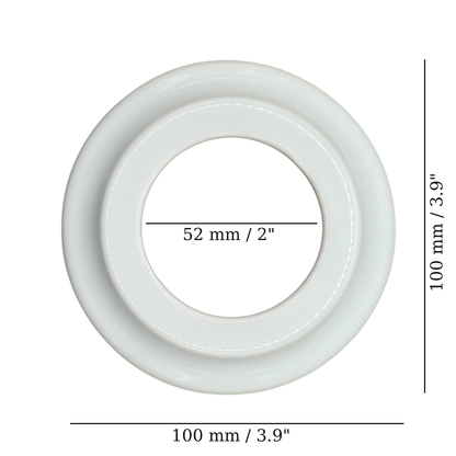 white porcelain single frame, flush-mount, measurements