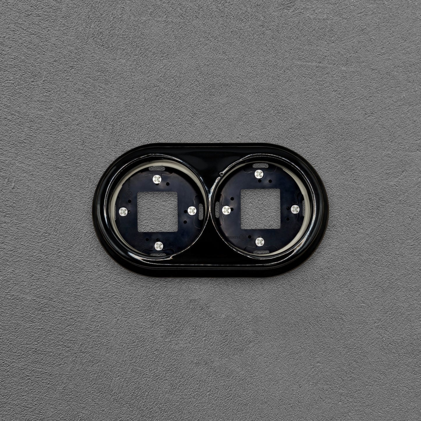 Porcelain Loft Retro Double Porcelain Frame With Plastic Part Surface Mounted Vintage Cottage Ceramic Black