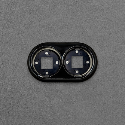 Porcelain Loft Retro Double Porcelain Frame With Plastic Part Surface Mounted Vintage Cottage Ceramic Black