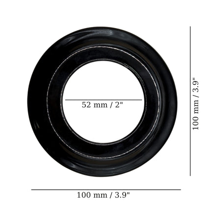 black porcelain single frame, flush-mount, measurements