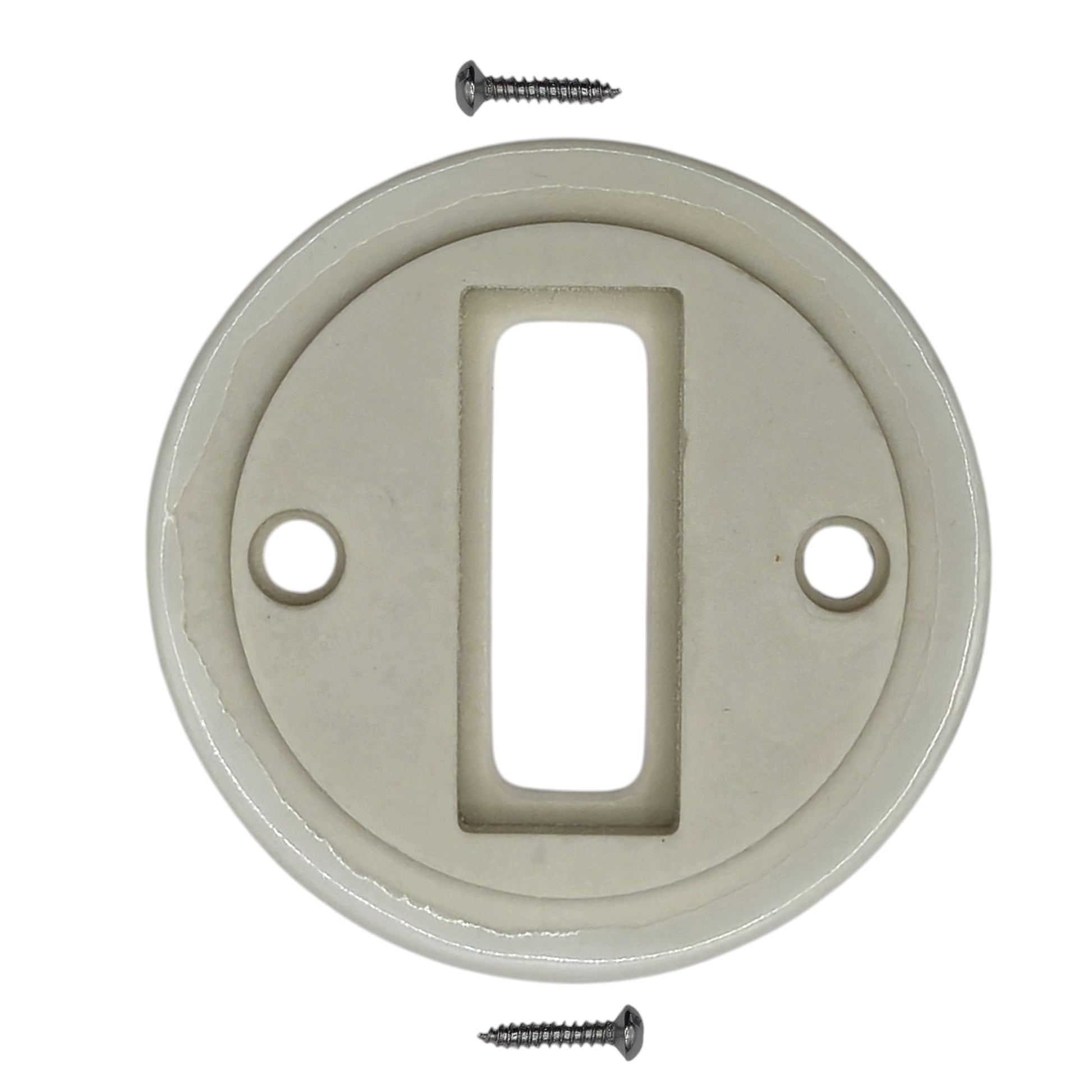 white porcelain 1-gang light switch cover, flush-mount, back