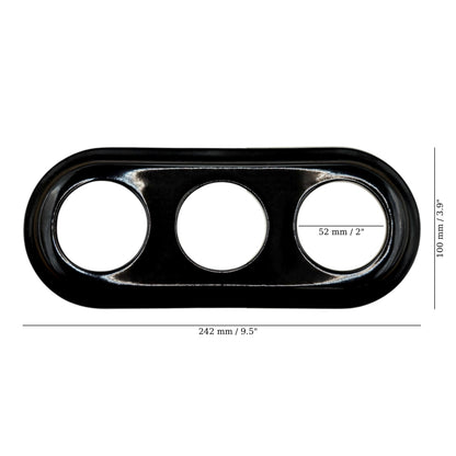 black porcelain triple frame, flush-mount, measurements
