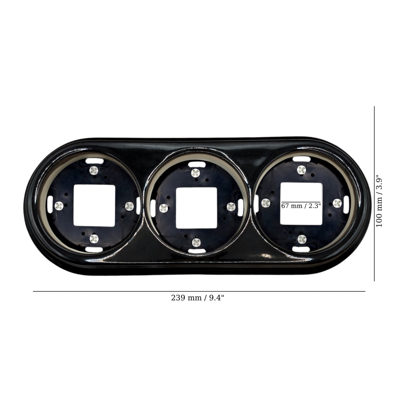 Porcelain Loft Retro Triple Porcelain Frame With Plastic Part Surface Mounted Vintage Cottage Ceramic Black