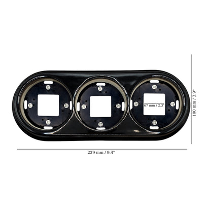 Porcelain Loft Retro Triple Porcelain Frame With Plastic Part Surface Mounted Vintage Cottage Ceramic Black
