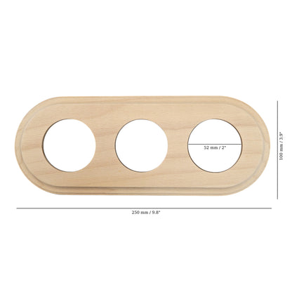natural wood triple frame, flush-mount, measurements