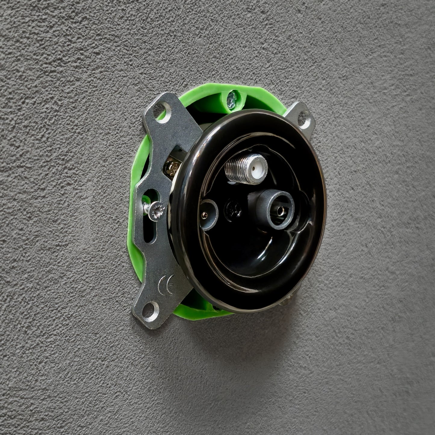 Porcelain Connection Inner Part Loft Retro TV/SAT Socket Flush-Mounting Vintage Cottage Ceramic Black