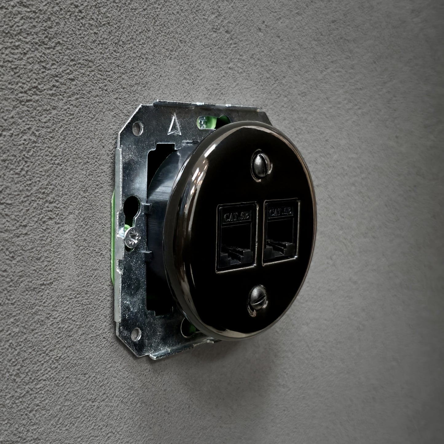 Porcelain Loft Retro Connection Inner Part Electrical Network Socket RJ45 Flush-Mounting Vintage Cottage Ceramic Black