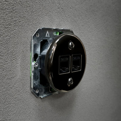 Porcelain Loft Retro Connection Inner Part Electrical Network Socket RJ45 Flush-Mounting Vintage Cottage Ceramic Black