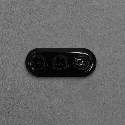 Triple Power Socket Porcelain Loft Retro Electrical German Schuko Flush-Mounting Vintage Cottage Ceramic Black