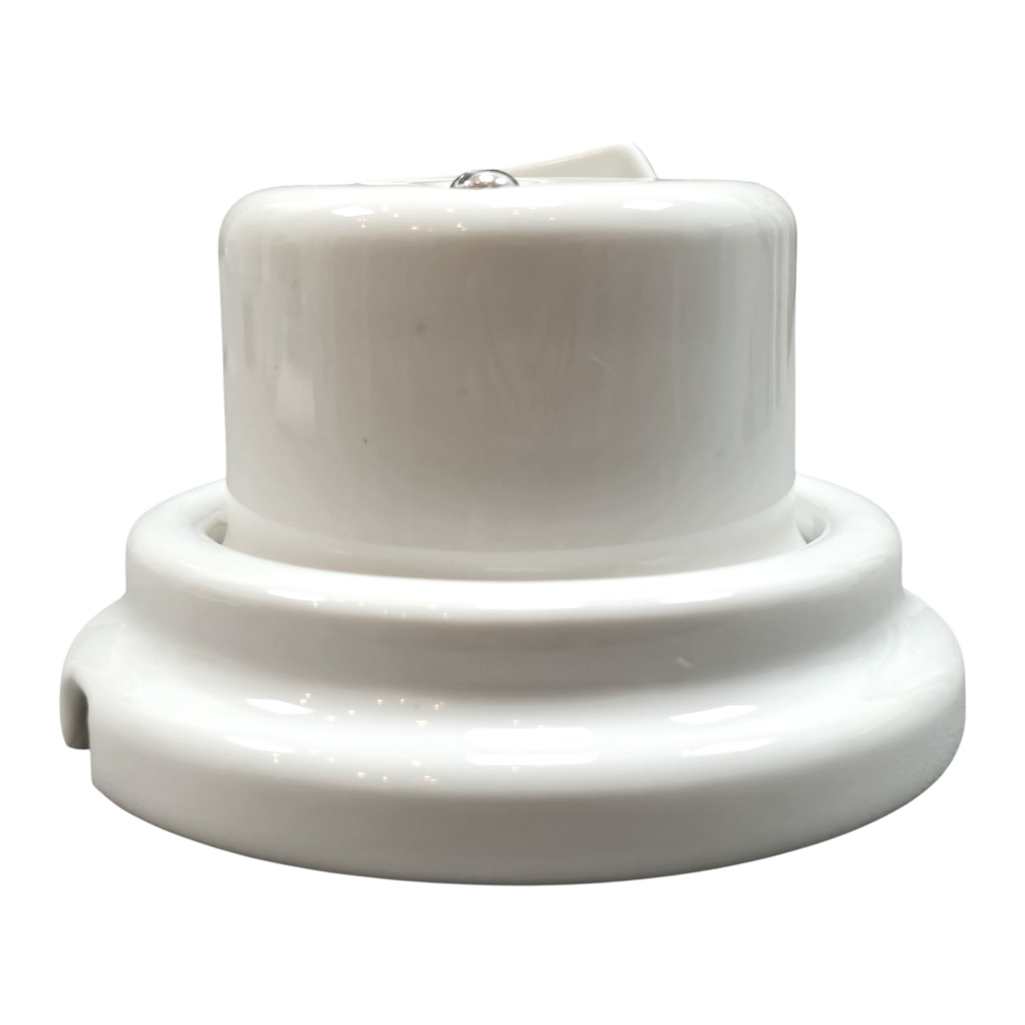 white porcelain 1gang2way light switch, surface-mount, side