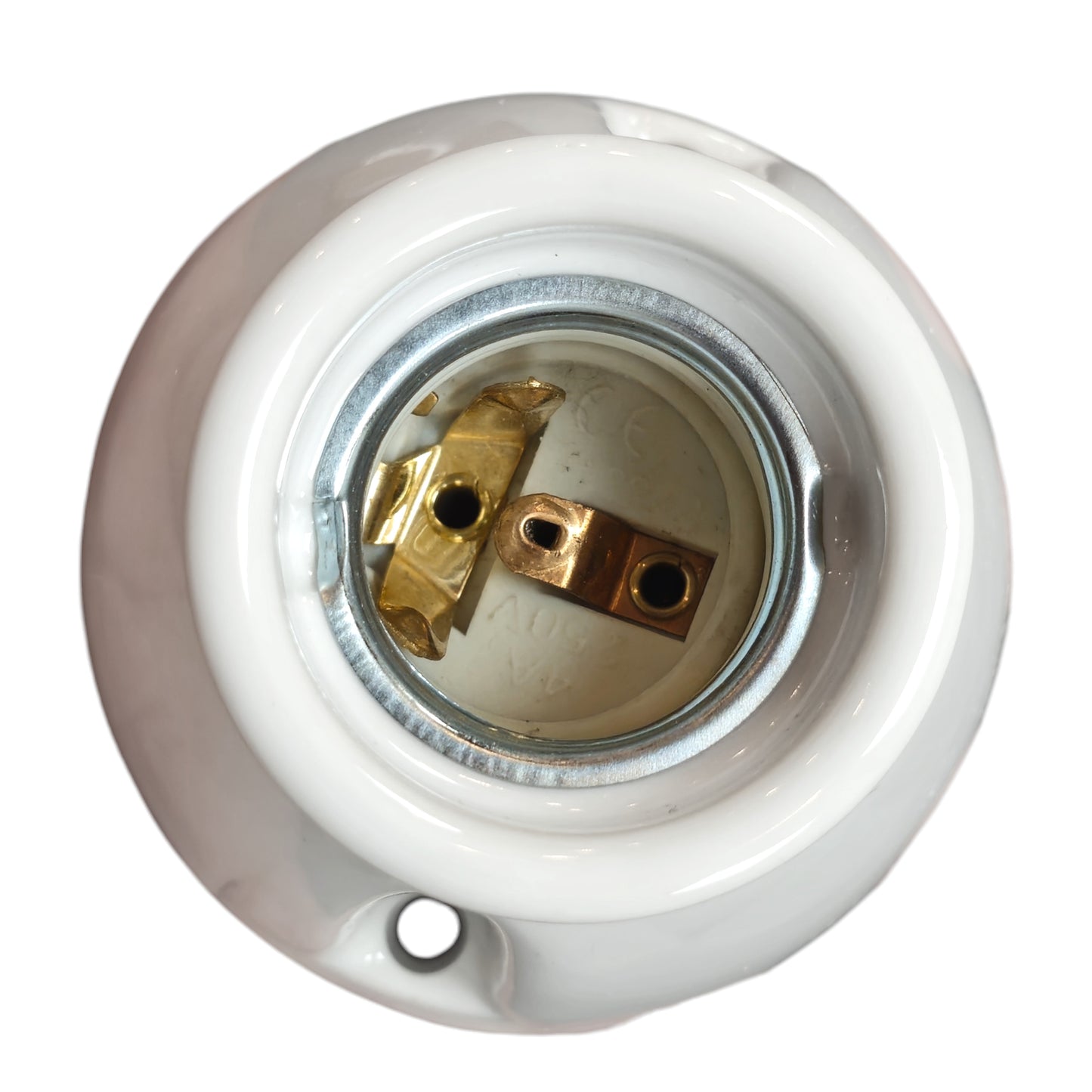 white porcelain inclined E27 lamp holder, surface-mount, top