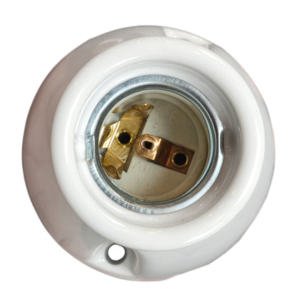 white porcelain inclined E27 lamp holder, surface-mount, top