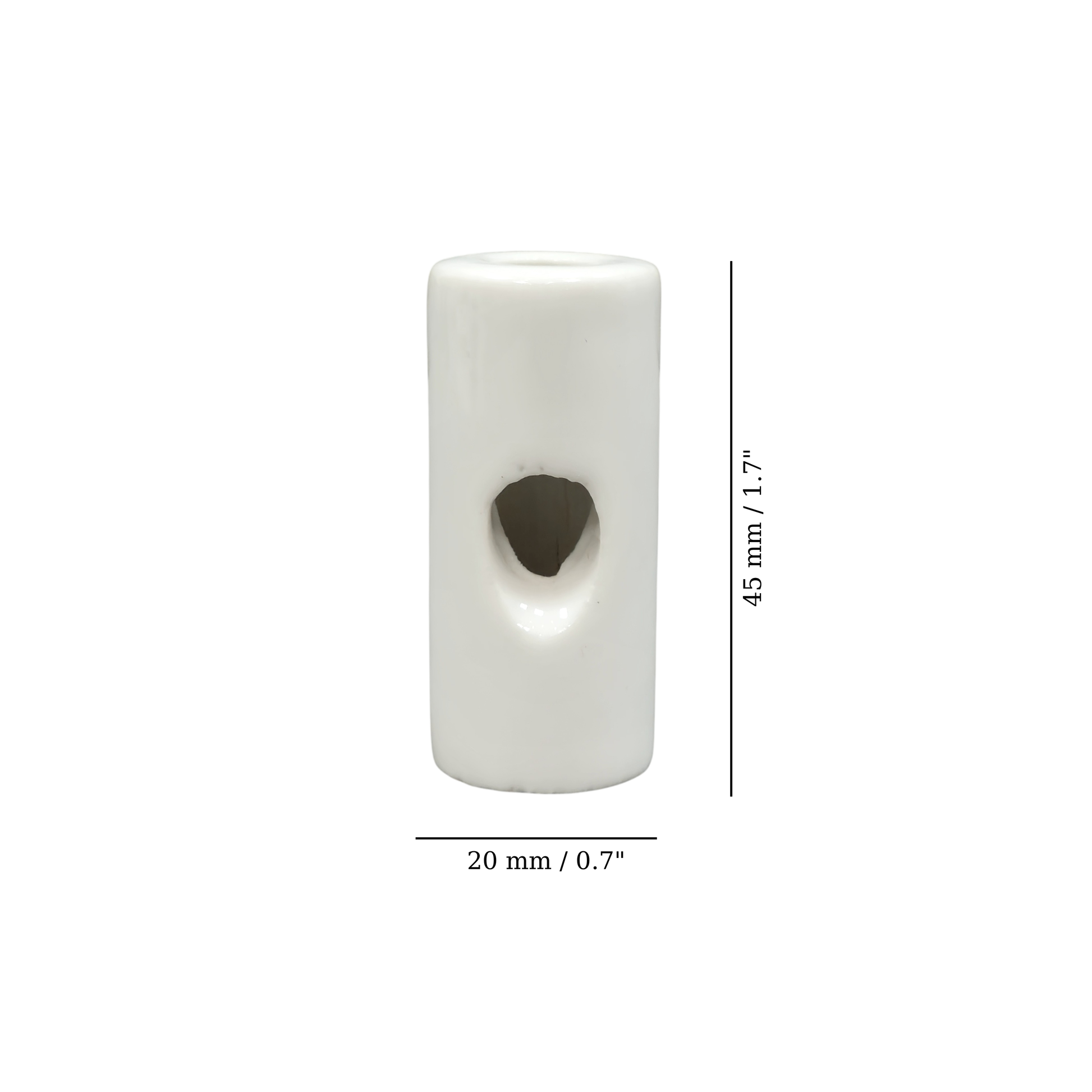 White porcelain cable decentraliser, surface-mount, measurements