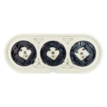 Triple Power French Socket Porcelain Surface Mounted Loft Retro Electrical 3 Socket Vintage Cottage Ceramic White