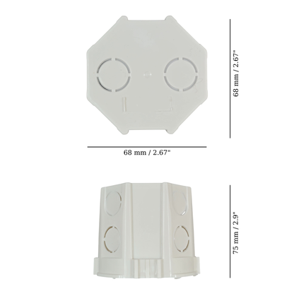 EU Socket and Switch backbox 65mm, measurements