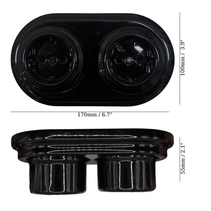 Surface-Mounting Double Frame German Schuko Power Socket Porcelain Loft Retro Electrical Vintage Cottage Ceramic Black
