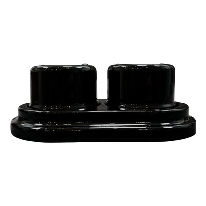 Surface Mounting Double Power Socket Porcelain Loft Retro Electrical UK 3 Prong Surface Mounted Vintage Cottage Ceramic Black