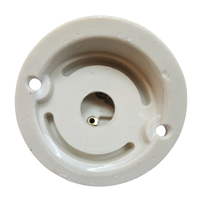white porcelain inclined E27 lamp holder, surface-mount, bottom