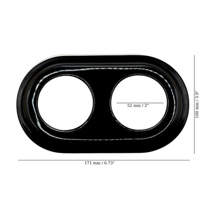 black porcelain double frame, flush-mount, measurements